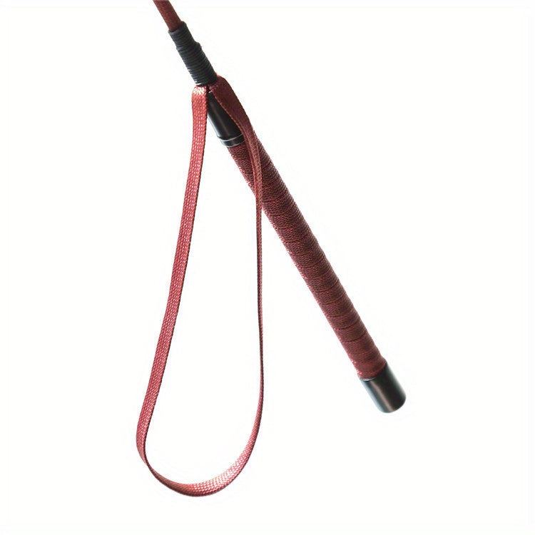 1pc Professional Equestrian Short Whip - Red Faux Leather with Black Grip, Anti-Slip Wrist Strap, Durable Horse Riding Crop for Training & Competitions, Equestrian Equipment, Sleek Design, Secure Grip Handle