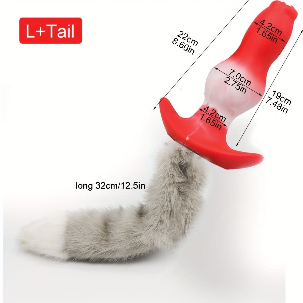 Sexy Anal Plug with Tail - Soft Silicone Butt Design for Adults, Wearable & Non-Electric, Perfect for Couples' Playtime