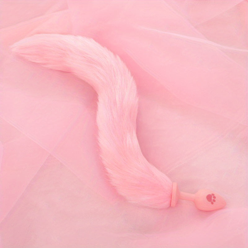 One Piece Cute Sexy Plush Pussy Tail Anal Plug Silicone Cat Paw Ass Plug, Fox Tail Animal Tail Dildo BDSM Cosplay Role Play Flirt Play, Sex Toys For Male Female