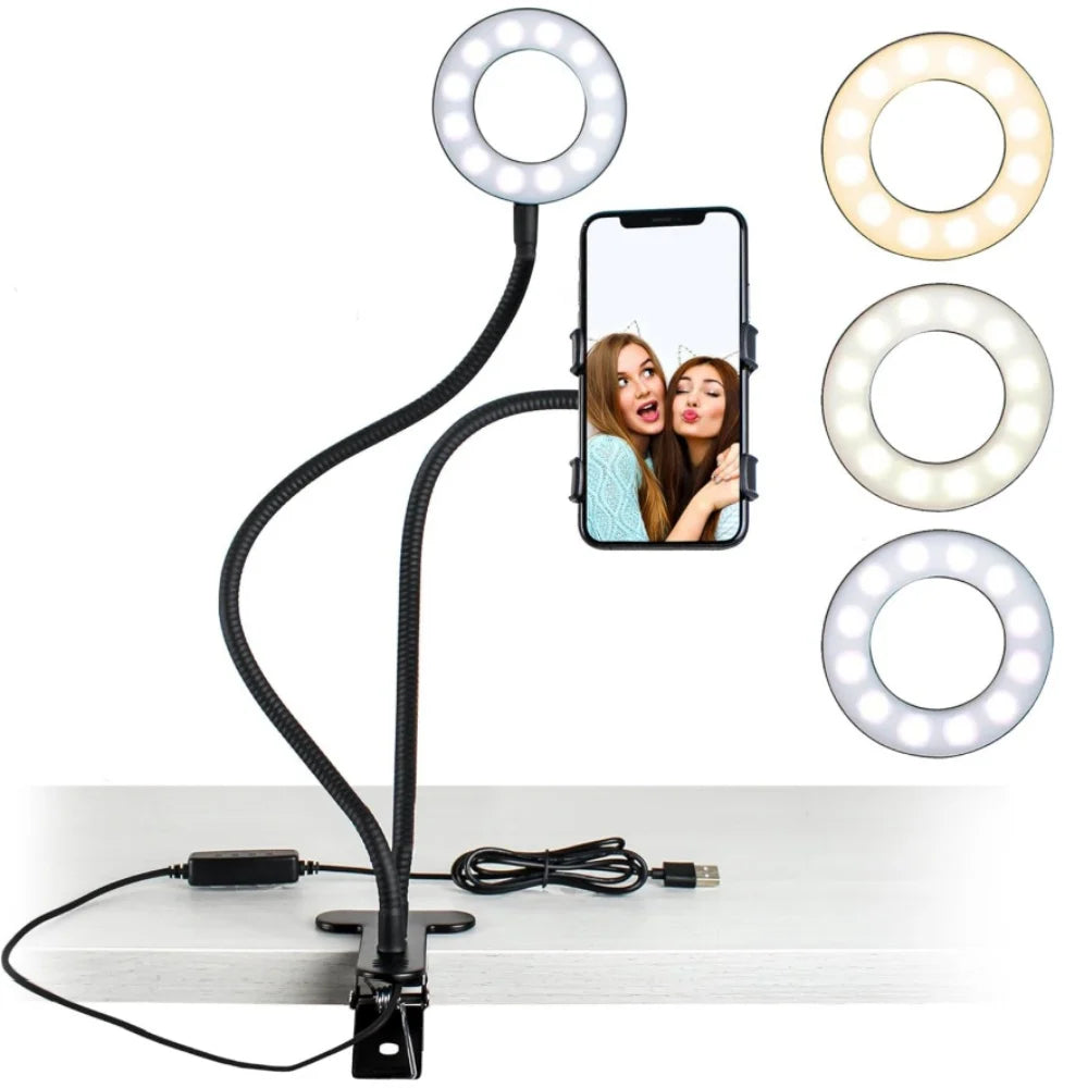 Flexible Phone Holder LED Light Tripod