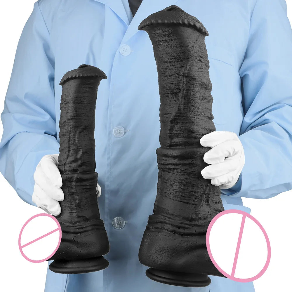 Black Horse Dildo Realistic Animal Dildo Silicone Penis for Man/Women Sex Toys Butt Plug Expander Masturbation Sex Tool Toy 18