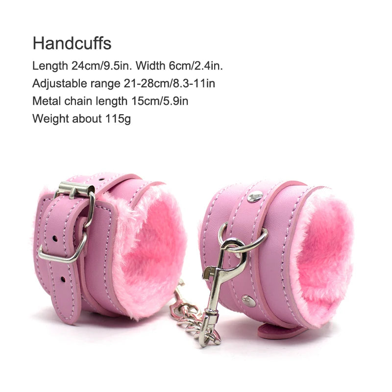 Plush-Lined Leather Wrist & Ankle Cuffs