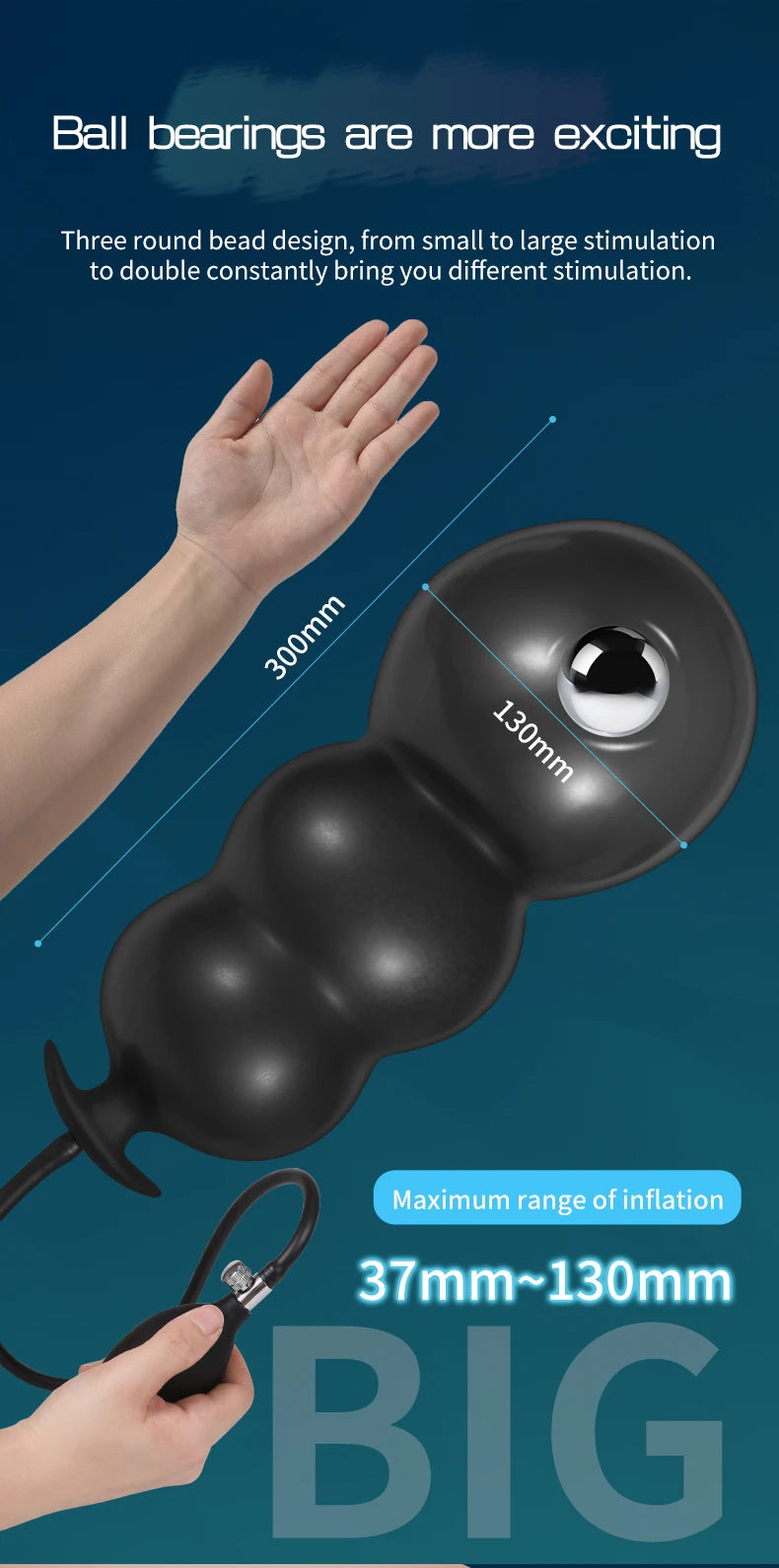 Inflatable Anal Plug — Hand Pump 4 Colours