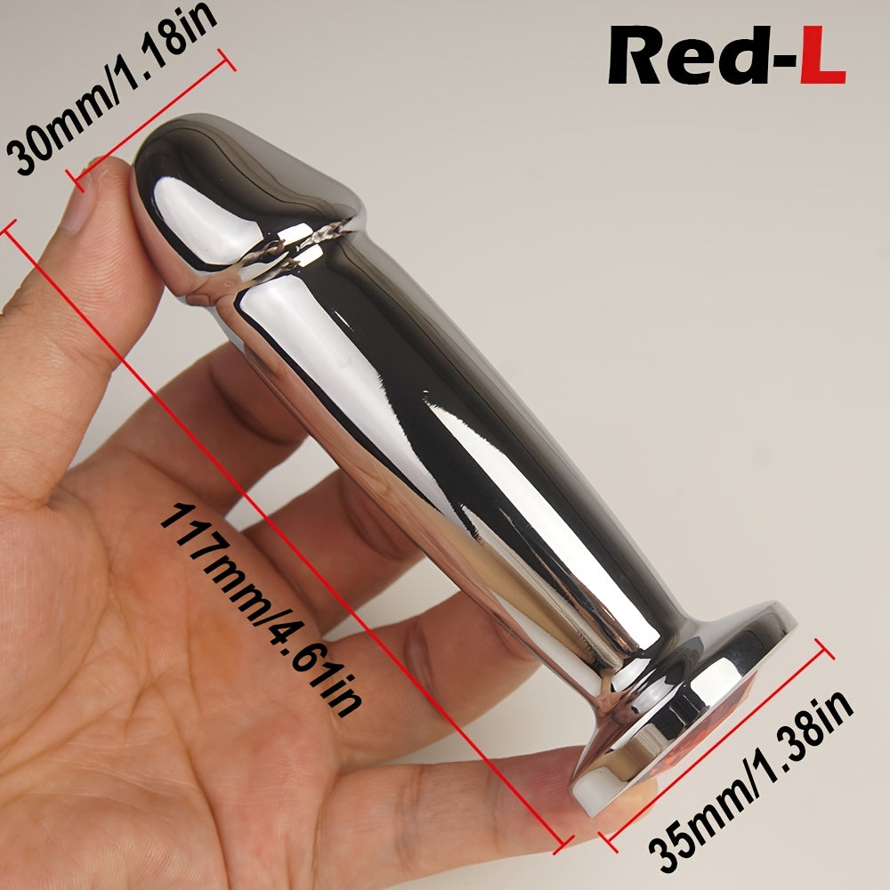 Dildo - Penis Shape Metal Anal Plug Dildo with Jewel, Anus Butt Plugs, Analplug Buttplug Sex Toys, Prostate Stimulation