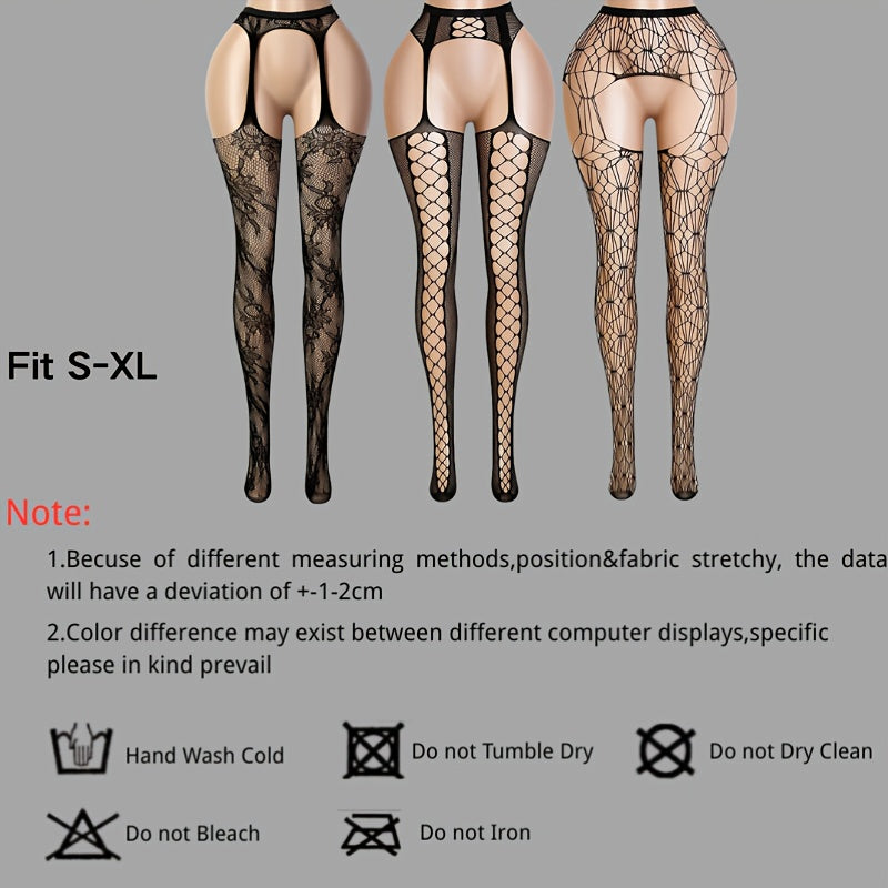 Sheer Spiderweb Pantyhose – High-Waisted Mesh Tights 3-Pack