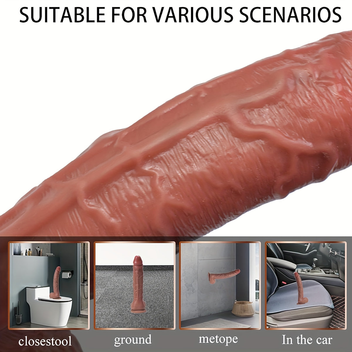 Heavy-Duty Thick Brown PVC Wand with Suction Base