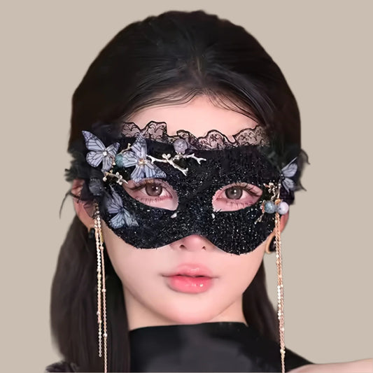 Black Lace Butterfly Half-Face Mask