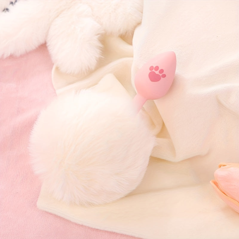 One Piece Cute Sexy Plush Pussy Tail Anal Plug Silicone Cat Paw Ass Plug, Fox Tail Animal Tail Dildo BDSM Cosplay Role Play Flirt Play, Sex Toys For Male Female