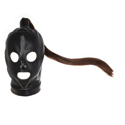 Faux Leather Tassel Costume Mask & Headpiece