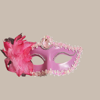 Lily Flower Rhinestone Half-Face Mask