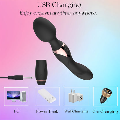 1pc Powerful Handheld AV Vibrator - USB Rechargeable, G-Spot & Clitoral Stimulation Sex Toy for Women, Double-Head-Use Vibrator, Lithium Battery, Intense Vibrations, Vibrator Toy | Ergonomic Design | Smooth Glide