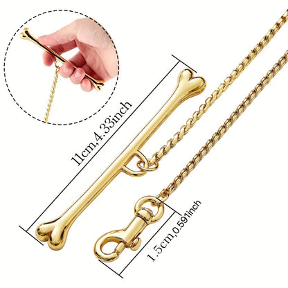 Metal Bone Handle Traction Chain Stainless Steel Pet Dog Leash Pet Supplies Outdoor Walking