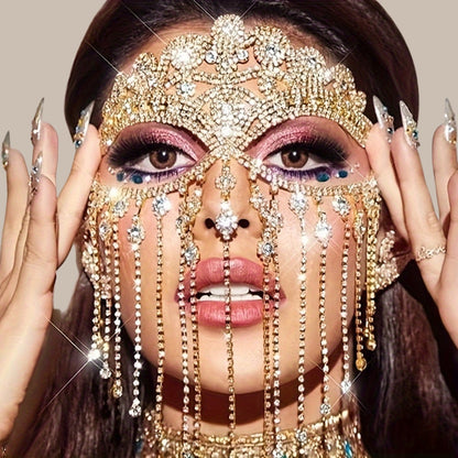 Crystal Rhinestone Fringe Face Mask