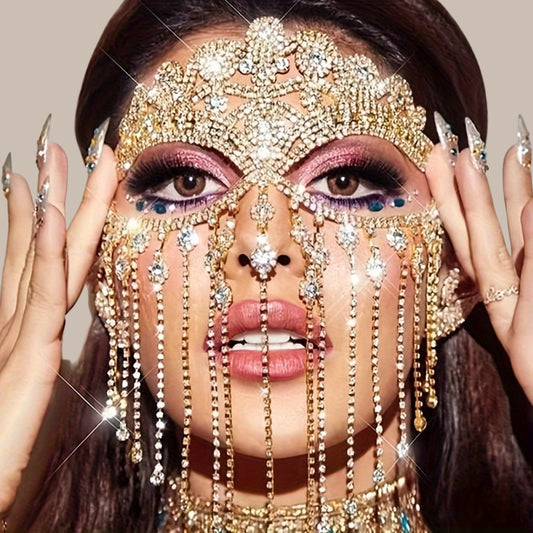 Crystal Rhinestone Fringe Face Mask
