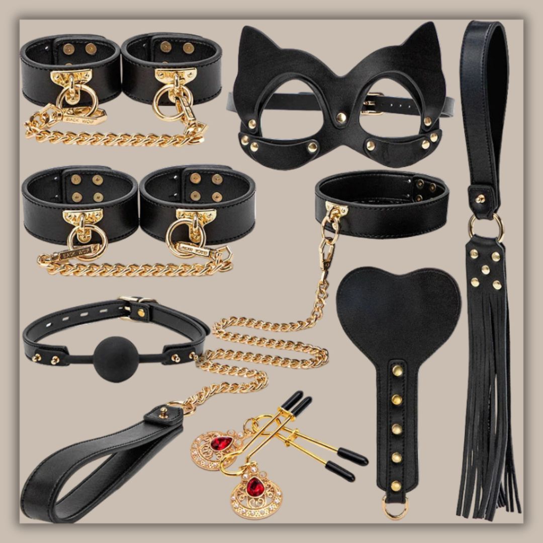 8-Piece Vibrator & Couples Restraint Combo Set