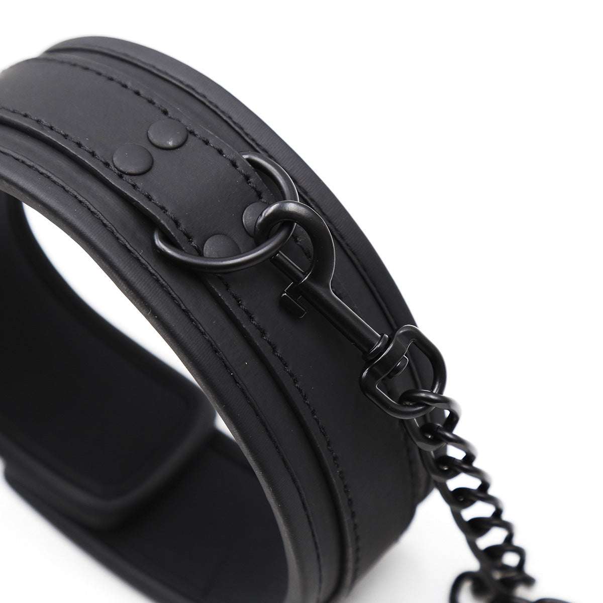 2-Security Locking Black PU Leather Dog Harness with Adjustable Straps & Metal Chains - Heavy Duty for Large Dogs, Panic Button Safety, Anti-Slip Design for Secure Control and Peace of Mind, Pet Safety Equipment, Reliable Buc