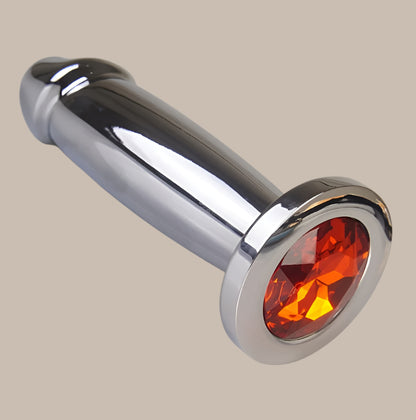 Dildo - Penis Shape Metal Anal Plug Dildo with Jewel, Anus Butt Plugs, Analplug Buttplug Sex Toys, Prostate Stimulation
