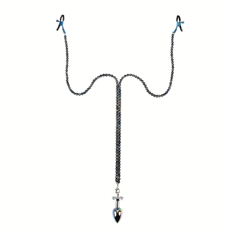 3pcs Nipple Clamps & Anal Plug Set BDSM Sensual Toy for Couples, Breast/Clit/Butt Play, Beginner BDSM Kit