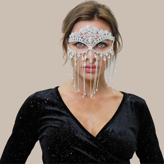 Crystal Tassel Masquerade Headwear Chain