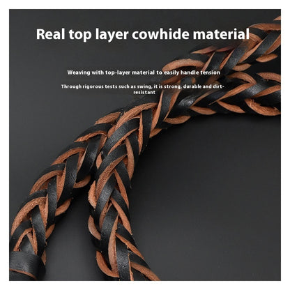 Heavy-Duty Dog Leash for Medium to Large Dogs - Bite-Resistant Cowhide Collar with Adjustable Buckle, Protective Design, Comfortable Metal Clip & Ergonomic Handle for Golden Retrievers & German Shepherds, Dog Leash for Medium