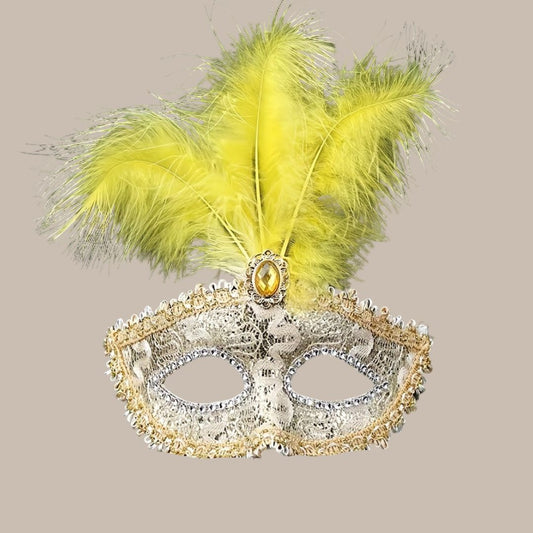 Lace & Feather Party Masquerade Mask
