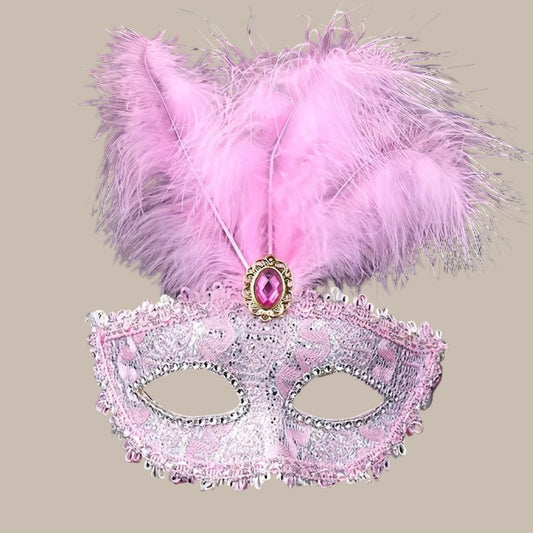 1pc Half Face Lace Mask, Makeup Ball Masquerade, Artificial Feather Personality Mask, Suitable for Party Dressing Up, Party Dance, Bridal Shower, Gathering Accessories, Halloween Decoration, Random Cloth Pattern