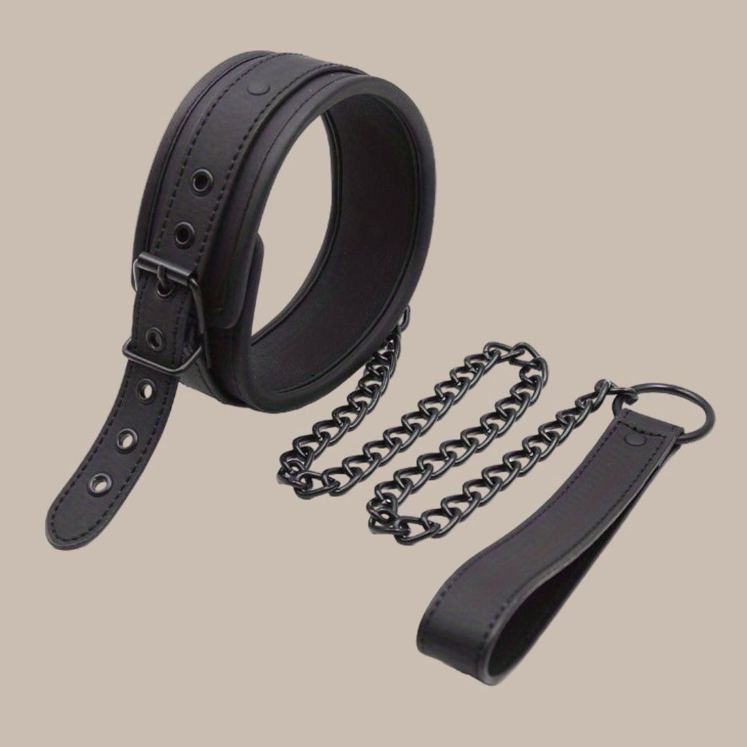 2-Security Locking Black PU Leather Dog Harness with Adjustable Straps & Metal Chains - Heavy Duty for Large Dogs, Panic Button Safety, Anti-Slip Design for Secure Control and Peace of Mind, Pet Safety Equipment, Reliable Buc