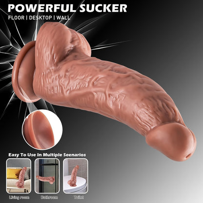 Lifelike 20 cm Thick Brown PVC Wand with Suction Base