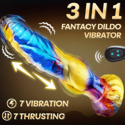 Monster Knot Dildo Vibrator — 3-in-1 Remote Control 23cm