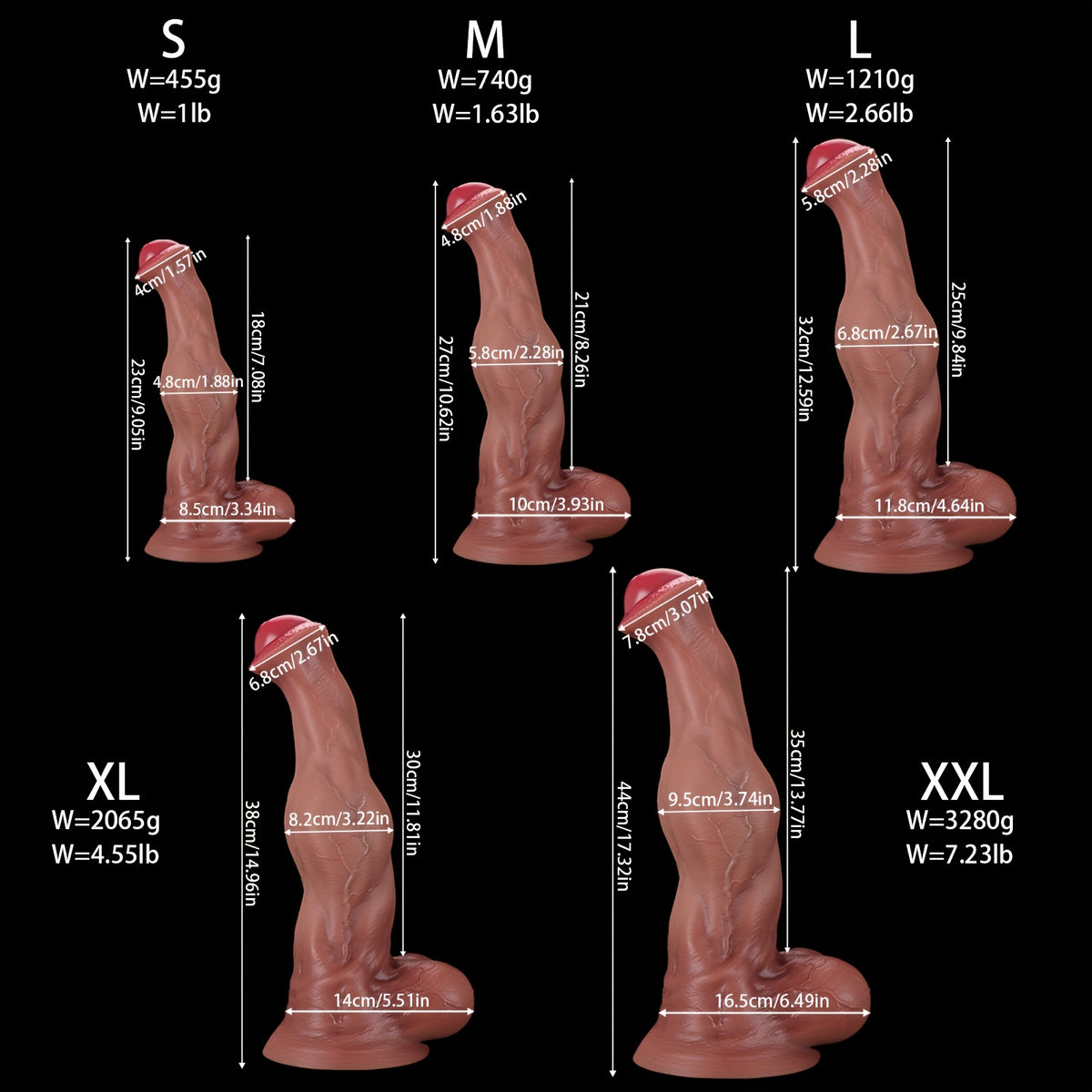 Muscle-Texture Wearable Silicone Wand – 5 Sizes S–XXL