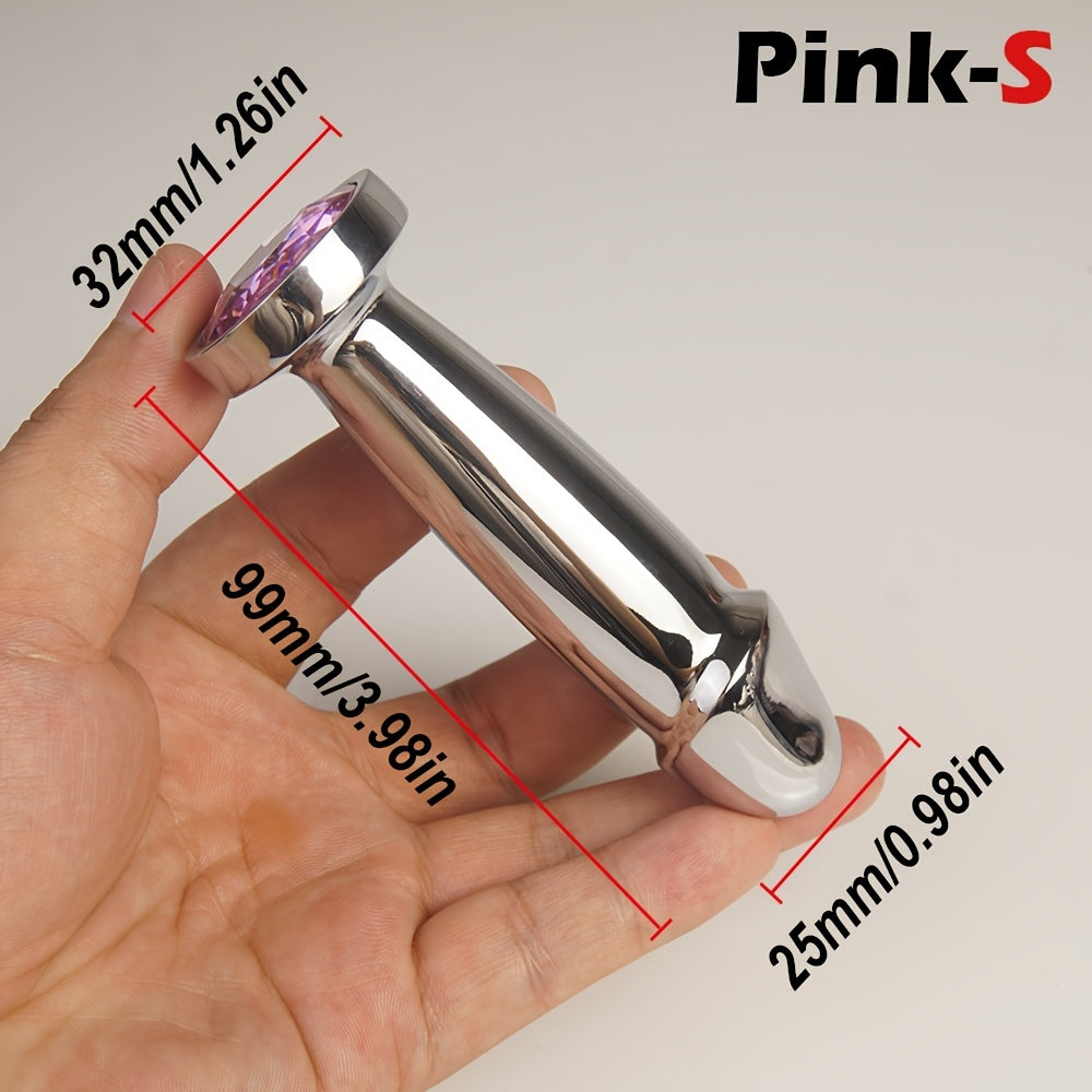 Dildo - Penis Shape Metal Anal Plug Dildo with Jewel, Anus Butt Plugs, Analplug Buttplug Sex Toys, Prostate Stimulation