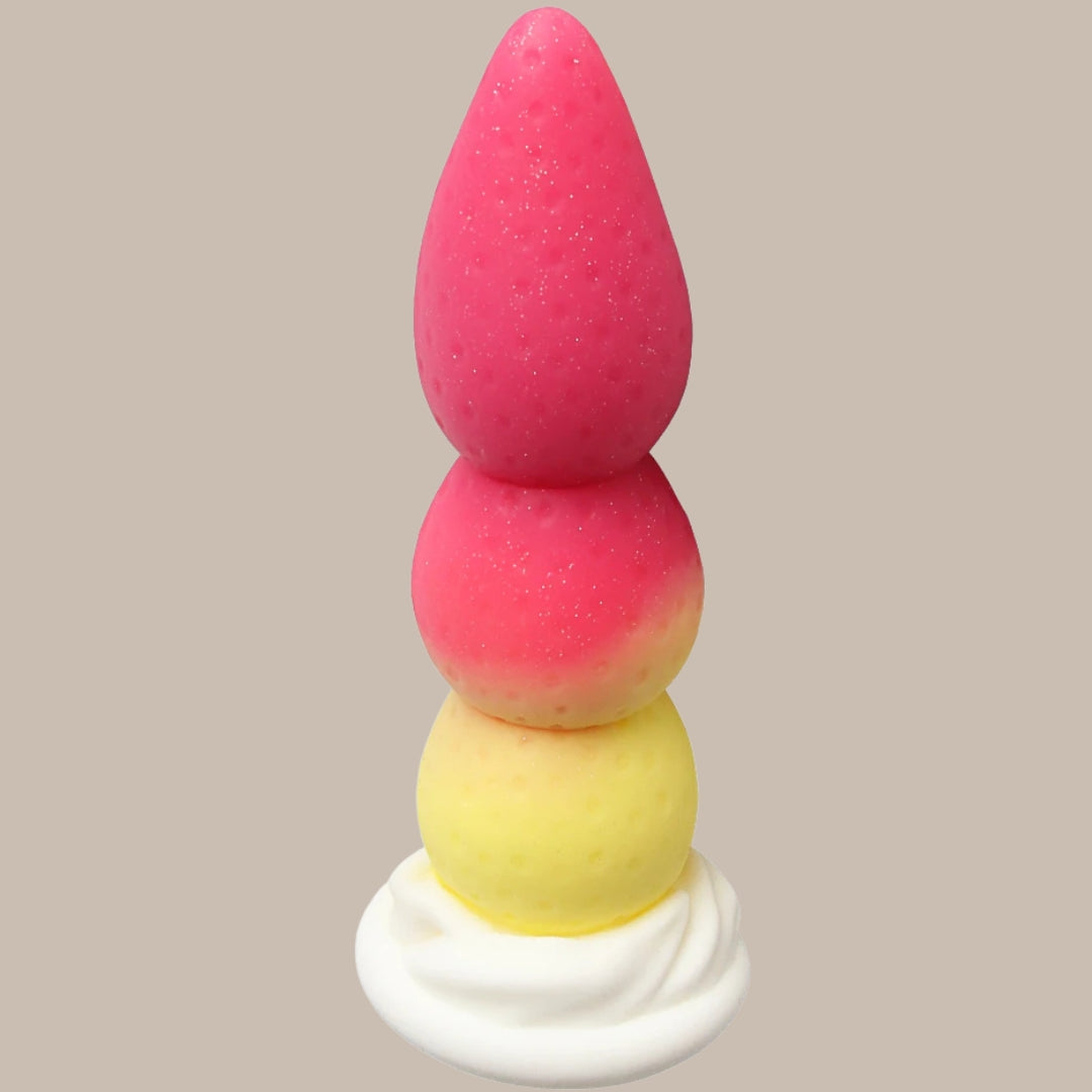 Strawberry Silicone Dildo and Plug — Sculptural 19cm