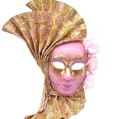 Hand-Painted Venetian Fan Masquerade Mask