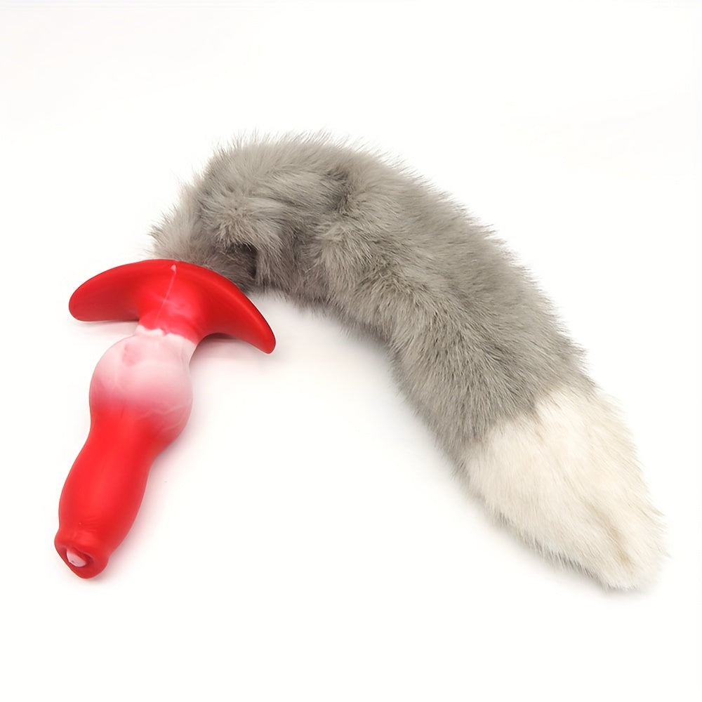 Sexy Anal Plug with Tail - Soft Silicone Butt Design for Adults, Wearable & Non-Electric, Perfect for Couples' Playtime