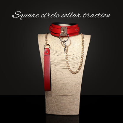 Sex Toys SM Props Big Red PU Sex Collar SM Traction Training Sex Neck Cover Neck Ring Adult Sex Toys