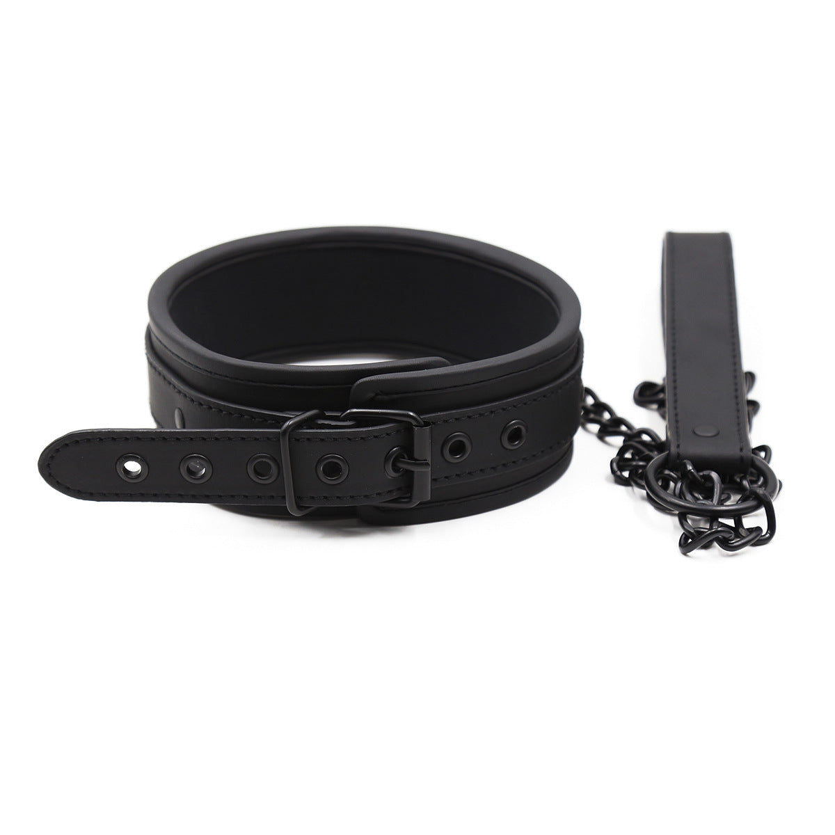 2-Security Locking Black PU Leather Dog Harness with Adjustable Straps & Metal Chains - Heavy Duty for Large Dogs, Panic Button Safety, Anti-Slip Design for Secure Control and Peace of Mind, Pet Safety Equipment, Reliable Buc