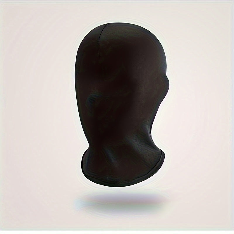 Sporty Black Lycra Full Face Mask - Perfect for Christmas Parties & Cosplay, Hand Washable