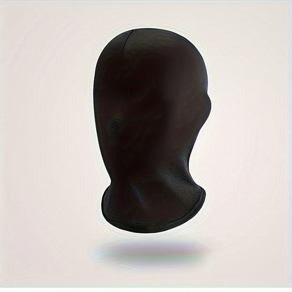 Sporty Black Lycra Full Face Mask - Perfect for Christmas Parties & Cosplay, Hand Washable