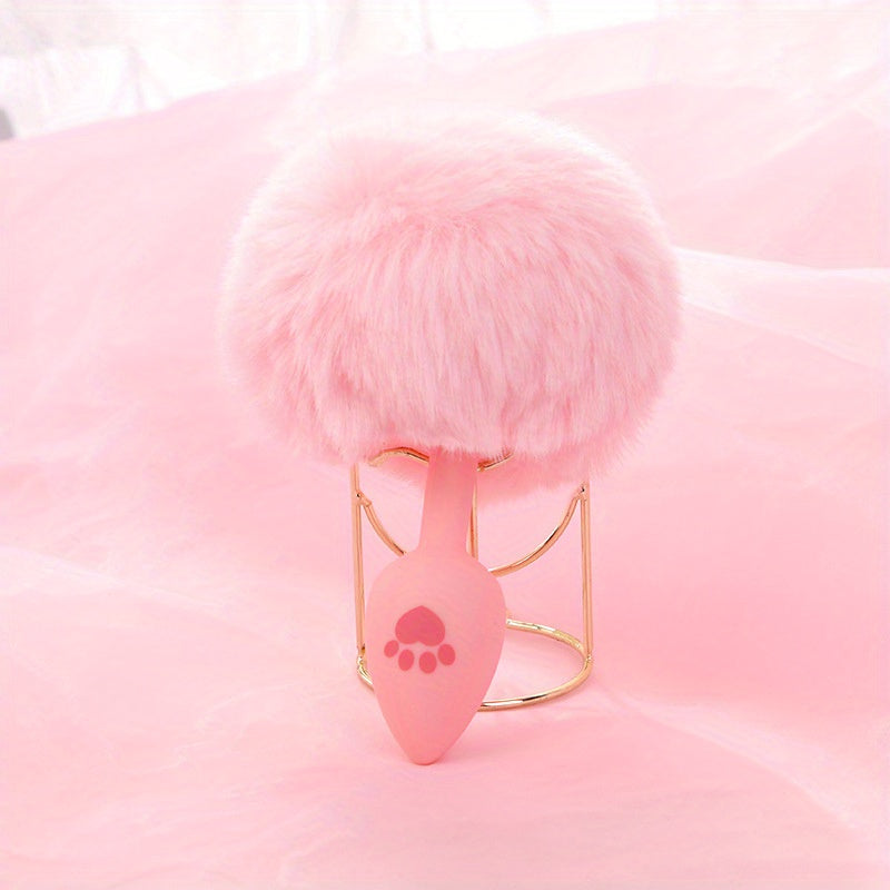 One Piece Cute Sexy Plush Pussy Tail Anal Plug Silicone Cat Paw Ass Plug, Fox Tail Animal Tail Dildo BDSM Cosplay Role Play Flirt Play, Sex Toys For Male Female