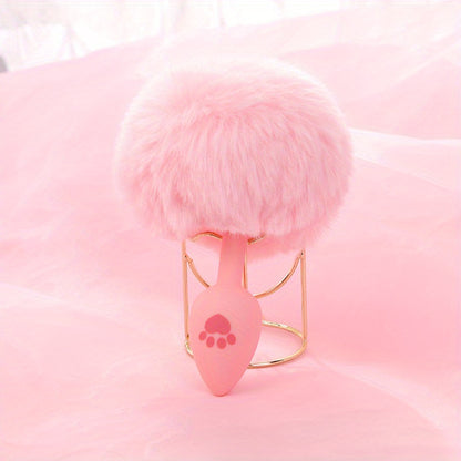 One Piece Cute Sexy Plush Pussy Tail Anal Plug Silicone Cat Paw Ass Plug, Fox Tail Animal Tail Dildo BDSM Cosplay Role Play Flirt Play, Sex Toys For Male Female