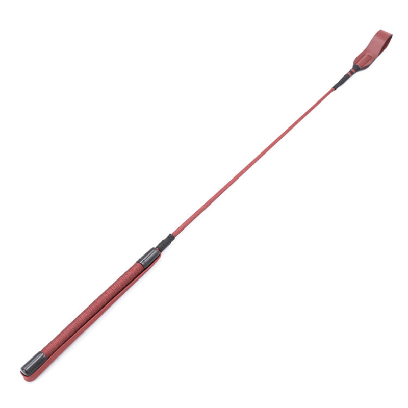 1pc Professional Equestrian Short Whip - Red Faux Leather with Black Grip, Anti-Slip Wrist Strap, Durable Horse Riding Crop for Training & Competitions, Equestrian Equipment, Sleek Design, Secure Grip Handle