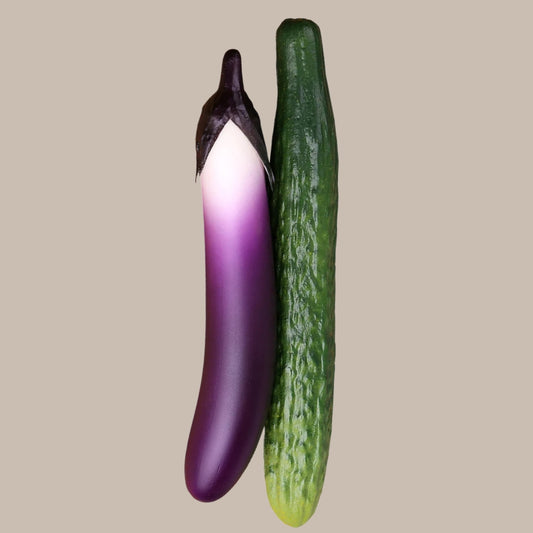 Eggplant & Cucumber Novelty Dildo Set — Playful Duo
