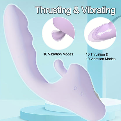 Thrusting Rabbit Vibrator — 10+10 Dual Stimulation Modes