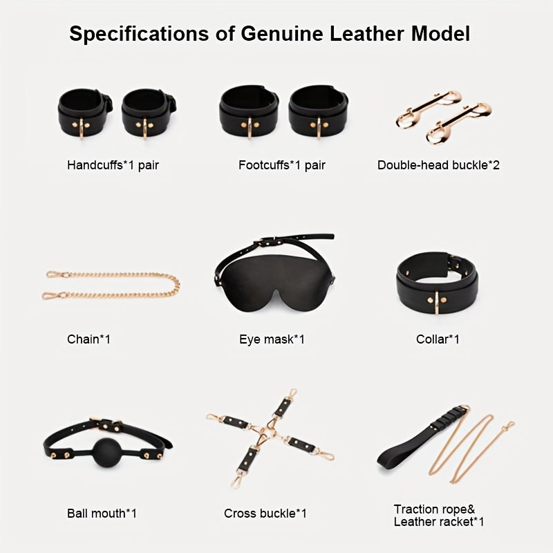 Full Restraint Cowhide Leather Cuff Set
