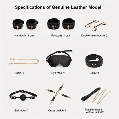 Full Restraint Cowhide Leather Cuff Set