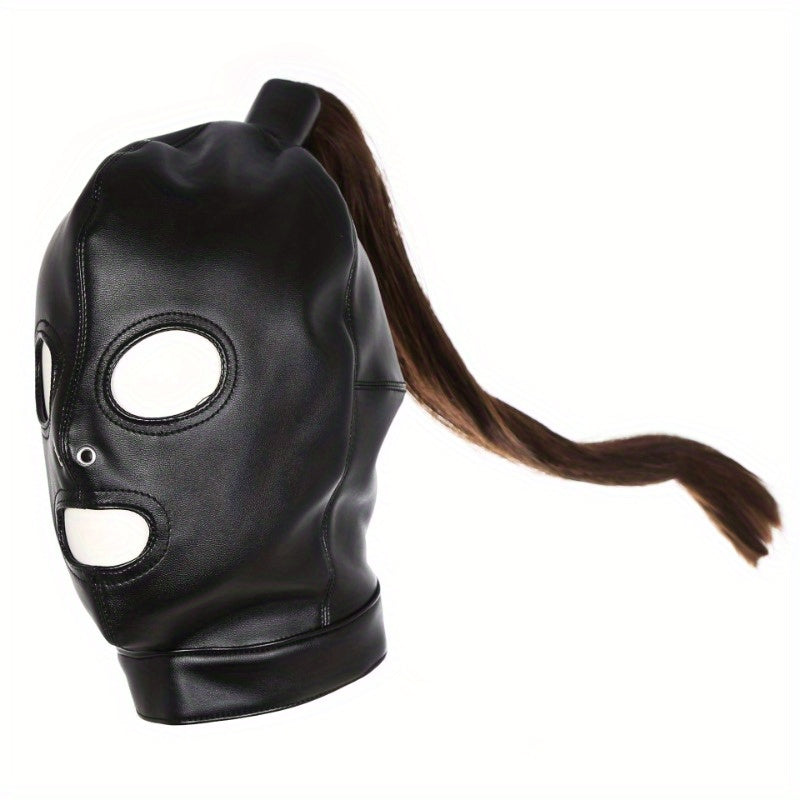 Faux Leather Tassel Costume Mask & Headpiece