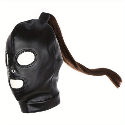 Faux Leather Tassel Costume Mask & Headpiece