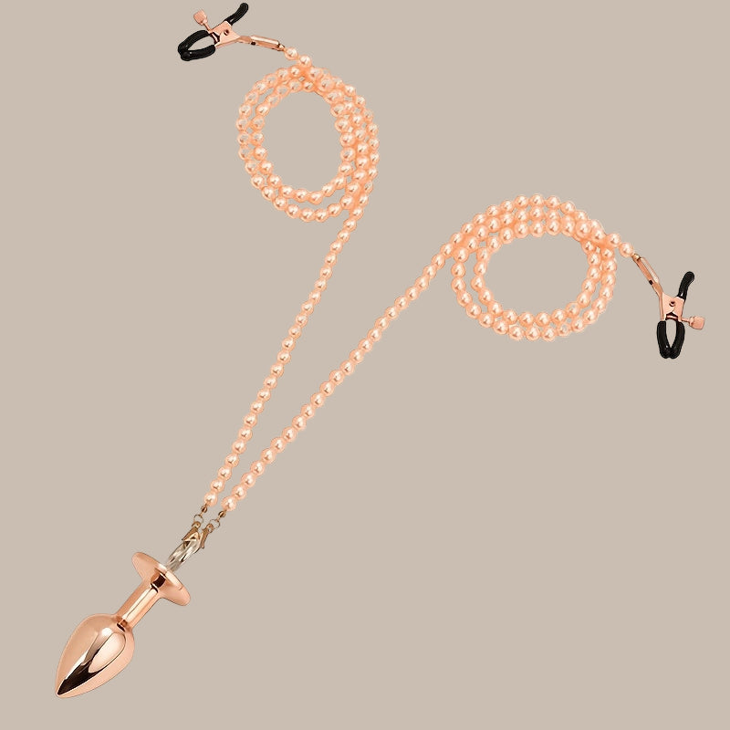 3pcs Nipple Clamps & Anal Plug Set BDSM Sensual Toy for Couples, Breast/Clit/Butt Play, Beginner BDSM Kit