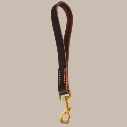 ITANDME Premium Dog Leash - Strong, Durable Brown Cowhide with Golden Metal Handle for Large Dog Training and Walking, Pet Walking Accessory | Polished Metal Handle | Durable Cowhide, Leash for Dogs
