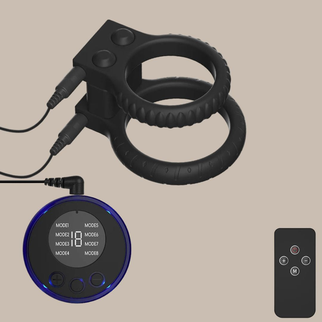 Electric Shock Male Penis Lock Cock Ring Erection Delay Ejaculation Electro Shock Penis Ring Reusable Ball Stretcher Sex Toys